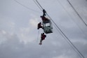 Koelner Seilbahn Gondel blieb haengen Koeln Linksrheinisch P632